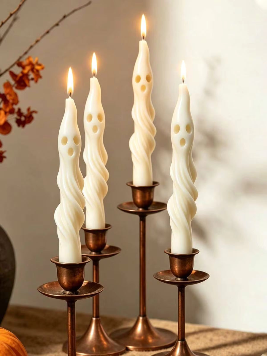 1pc Halloween Long Ghost Pillar Scented Candle, Funny Creative Atmosphere Ornament, White Mummy Shaped Handmade Soy Wax Candle For Halloween Party Home Decor Holiday Gift Candles